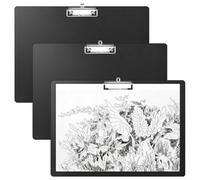 elthmpr Portapapeles A3 - 3 unidades de plástico con formato horizontal, juego de clip con orificio, tablero de dibujo grande, A3, negro, tablero de escritura para oficina, aula, taller, dibujar