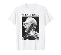 Elton John - Foto Oficial en Blanco y Negro Camiseta, Hombre, Blanco, 4XL
