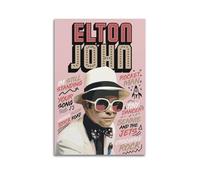 Elton John Rock N RollWall Art Lienzo Póster de Álbumes de Música y Películas, Pintura decorativa para sala de estar, dormitorio, 40 x 60 cm, estilo sin marco