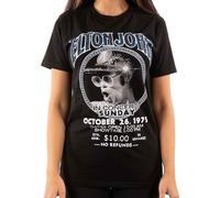 Elton John T Shirt Diamante in Concert Logo Official Black Camiseta, S Unisex Adulto