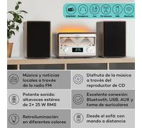 Auna Dab Radio CD para Casa, FM/Dab/Dab + Radio con Bluetooth + AUX, 25W Desmontable Micro Altavoces, Pantalla LCD, Mando a Distancia, MP3, USB y Streaming, Dab Radio con Cable