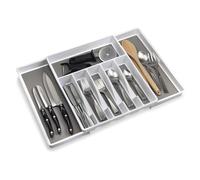 ELTOW Organizador grande de cubiertos expandible, organizador de cubiertos antideslizante y ajustable de 8 compartimentos para cajón, organización de cocina para utensilios, cubiertos, bandeja de
