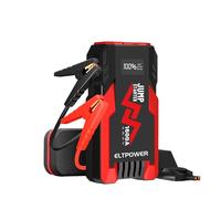 ELTPOWER Arrancador de Coches 1600A, 12V Arrancador de Baterias de Coches (para 3L Disésel o 5L Gas), Jump Starter con Pantalla LCD, Linterna LED, Clips de Seguridad Inteligentes