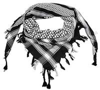 Elu Shemagh - Bufanda para hombre y mujer, 100 % algodón, militar, Shemagh Keffiyeh, pañuelo táctico para el desierto o rave, Jaquard negro, Large