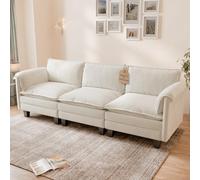 ELUCHANG Sofá Nube Modular 256cm, Sofá de 3 Plazas con Asiento Profundo 62cm, Montaje sin Herramientas, Sofá Moderno de Chenilla para Salón y Habitación, Beige
