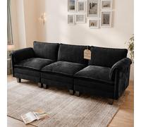 ELUCHANG Sofá Nube Modular 256cm, Sofá de 3 Plazas con Asiento Profundo 62cm, Montaje sin Herramientas, Sofá Moderno de Chenilla para Salón y Habitación, Negro Profundo