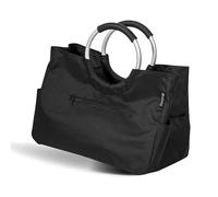 eluno Bolsa de la compra Warwe con base reforzada, superficie interior y exterior extra, asas revestidas y cordón de poliéster resistente al agua, color negro, 43 x 29,5 x 23,5 cm