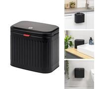 eluno Cubo de Basura, Cubo de Basura de Cocina con Tapa Corredera para Colgar, Colocar o Pegar, Capacidad de 4 litros, Cubo de Basura para Cocina, baño (negro)