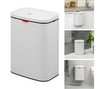 eluno Cubo de basura grande de cocina con tapa deslizante para colgar, colocar o pegar, 8 litros de capacidad, para cocina y baño, con cubo interior de plástico extraíble (Blanco)