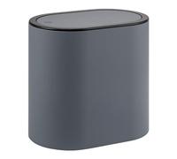 eluno Cubo de basura ovalado con superficie de goma suave al tacto, tapa basculante y almohadillas protectoras antiarañazos, cubo de basura para baño de invitados y baño, de plástico (gris)