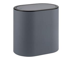 eluno Cubo de basura ovalado con superficie de goma suave al tacto, tapa basculante y almohadillas protectoras antiarañazos, cubo de basura para baño de invitados y baño, de plástico (gris)