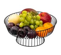 eluno Frutero - Cesta de pan, moderno cuenco redondo ideal para guardar frutas, verduras, pan, especias y aperitivos en la cocina y el salón de metal negro