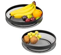 eluno Frutero - Juego de 2 cestas de frutas, modernos cuencos redondos, cestas de alambre en dos prácticos tamaños, ideal para frutas, verduras, pan y aperitivos en la cocina y el salón, de metal