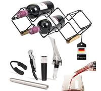 eluno Juego de botellero de 6 Piezas Incl. decantador vertedor con tapón, Cuchillo de Camarero, tapón de vacío, Varilla enfriadora y Cortador de Papel de Aluminio, Juego de Sommelier