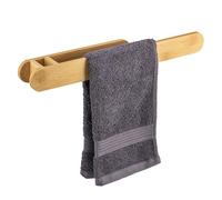 eluno Toallero de bambú en diseño natural, ideal para cocina y baño, apto para toallas, toallas de invitados y paños de cocina, para pegar con pegamento 3M o para taladrar