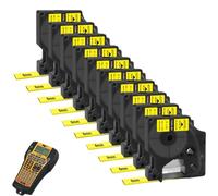 ELUPNMF 10pcs 18052 Negro de 6 mm en Amarillo Tubo de Encogimiento de Alquiler Cinta de Etiqueta Compatible con Etiqueta 1000 3000 4200 5000 5200 6000 Series(Black on Yellow)