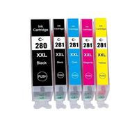 ELUPNMF Cartucho de Tinta 280XXL 281XXL reemplazo para PGI-280XXL CLI-281XXL PGI 280 XXL CLI 281 XXL 5-Pack PGBK BK C M Y Compatible con(Black)