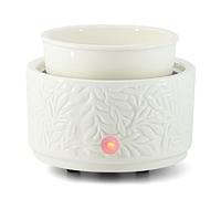 ElusiaKa - Quemador de cera de cerámica 3 en 1, quemador de aceite eléctrico, calentador de fragancia para hogar, oficina, recámara, aromaterapia, regalo y decoración (hojas blancas)
