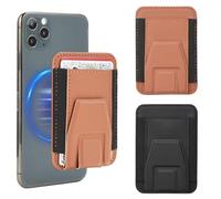 ELUTENG 2PCS Cartera Magnetica Compatible con Cartera MagSafe,Ultra Liviana y Adjustable Tarjetero Movil Magnetico Vegan Leather para 3 Tarjetas para iPhone 16 15 14 13 Pro/Pro Max/Plus,Negro y Marrón