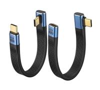 ELUTENG Cable corto de 40 Gbps USB 4.0, ángulo de 90°, conector macho + hembra a macho, ángulo de 90°, cable corto, 240 W, tipo C, PD, cable plano plano para Thunderbolt 4/Smartphone/Power Bank, 2