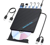 ELUTENG Lector/Grabador de CD/DVD Externo USB 3.0 y Tipo-C con Cable USB-C de 0.6m, Unidad de CD/DVD Portátil +/-RW para Portátil PC MacBook Windows 11/10/8/7 Mac OS