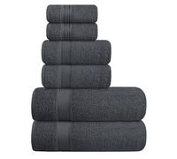 Elvana Home Juego de 6 Toallas de algodón ultrasuave, Contiene 2 Toallas de baño de 28 x 55 Pulgadas, 2 Toallas de Mano de 16 x 24 Pulgadas y 2 paños de 12 x 12 Pulgadas, Ideal para Uso Diario,