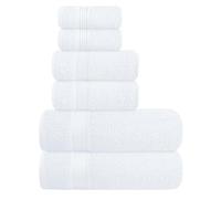 Elvana Home Juego de 6 Toallas de algodón ultrasuave, Contiene 2 Toallas de baño de 28 x 55 Pulgadas, 2 Toallas de Mano de 16 x 24 Pulgadas y 2 paños de 12 x 12 Pulgadas, Ideal para Uso Diario,