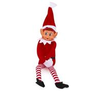 Elves Behavin' Badly- Elf Papá Noel Elfo de Vinilo Suave de Pierna Larga con Sombrero y Etiqueta, Color Rojo, 48 (PMS International 13056)