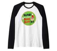 Elves Behavin' Badly Elfie Original Bad Boy Elf Christmas Camiseta Manga Raglan
