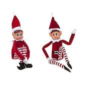 Elves Behavin' Badly Paquete de 2 a 30 cm de Elfos para Doblar y posar, con Caras de Vinilo y Manos Juntas, Cuanto más Grandes Sean los Elfos, más travesuras