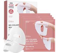 Elvira Mascarilla profunda de bio-colágeno real con ácido hialurónico, mascarilla coreana hidratante y reafirmante para el cuidado de la piel, máscaras faciales de tela para