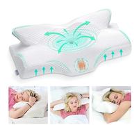 Elviros Almohada Cervical de Espuma Viscoelastica con Memoria, Almohada Ortopedica para Soporte de Cuello, Almohadas Ergonómico para Dormir de Lado y Boca Arriba (Blanco, 53.8 x 33 x (11/9) cm)