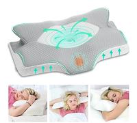Elviros Almohada Cervical de Espuma Viscoelastica con Memoria, Almohada Ortopedica para Soporte de Cuello, Almohadas Ergonomico para Dormir de Lado y Boca Arriba (Gris Plata, 64 x 38 x (12,5/10,5) cm)
