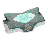 Elviros Almohada Cervical de Espuma Viscoelastica con Memoria, Almohada Ortopedica para Soporte de Cuello, Almohadas Ergonomico para Dormir de Lado y Boca Arriba (Gris Oscuro, 53.8x33x(11/9) cm)