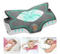 Elviros Almohada Cervical de Espuma Viscoelastica Memoria, Almohada Ortopedica para Soporte de Cuello, Almohadas Ergonomico para Dormir de Lado y Boca Arriba (Gris Oscuro, 64 x 38 x (12,5/10,5) cm)