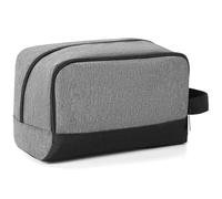 Elviros Bolsa de Aseo para Hombre Ultraligera y Compacta - Bolsa de Aseo Pequeña con 2 Compartimentos, Nylon Resistente y Asa Reforzada - Ideal para Viajes, Negocios (Gris)