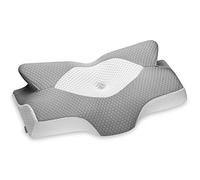 Elviros Funda de Almohada de Espuma Viscoelástica con Contorno Cervical, Funda de Almohada Reemplazable (Gris, Solo Funda de Almohada)