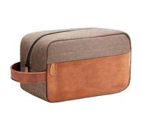 Elviros Neceser de Viaje, Bolsa de Aseo Colgante Impermeable, Bolsa de Piel sintética para Accesorios de tocador en Viajes, Negocios, Viajes de Negocios y baño (Caqui)
