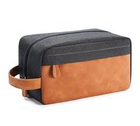 Elviros Neceser de Viaje, Bolsa de Aseo Colgante Impermeable, Bolsa de Piel sintética para Accesorios de tocador en Viajes, Negocios, Viajes de Negocios y baño (Negro)