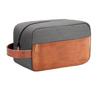 Elviros Neceser de Viaje, Bolsa de Aseo Colgante Impermeable, Bolsa de Piel sintética para Accesorios de tocador en Viajes, Negocios, Viajes de Negocios y baño (Gris)