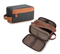 Elviros Neceser de viaje de regalo para hombres, bolsa de aseo para hombre, kit de regalo para afeitado, resistente al agua, organizador de artículos de tocador de baño de piel sintética, 2 unidades