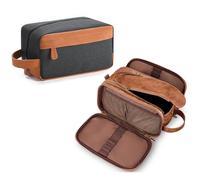 Elviros Neceser de viaje de regalo para hombres, bolsa de aseo para hombre, kit de regalo para afeitado, resistente al agua, organizador de artículos de tocador de baño de piel sintética, 2 unidades