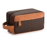 Elviros Neceser de Viaje para Hombre, Bolsa de Aseo Colgante Impermeable, Bolsa de Piel sintética para Accesorios de tocador en Viajes, Negocios, Viajes de Negocios y baño (marrón)