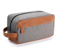Elviros Neceser de Viaje para Hombre, Bolsa de Aseo Colgante Impermeable, Bolsa de Piel sintética para Accesorios de tocador en Viajes, Negocios, Viajes de Negocios y baño (Gris)