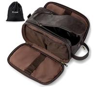 Elviros Neceser Hombre de Viaje, Bolsa de Aseo Grande Impermeable PU, Organizador Portátil con Gran Capacidad, Dopp Kit Hombre para Gimnasio y Trabajo, Gris Oscuro, 31 * 17 * 18cm
