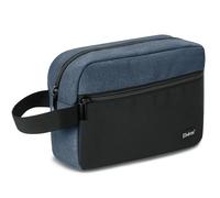 Elviros Travel Neceser de Viaje para Hombre, Impermeable, portátil, con Compartimento para Afeitado y asa, Organizador de cosméticos para Gimnasio, Ducha y baño, Negro&Bleu Foncé