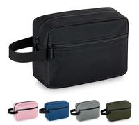Elviros Travel Neceser de Viaje para Hombre, Impermeable, portátil, con Compartimento para Afeitado y asa, Organizador de cosméticos para Gimnasio, Ducha y baño, Negro