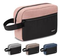 Elviros Travel Neceser de Viaje para Hombre, Impermeable, portátil, con Compartimento para Afeitado y asa, Organizador de cosméticos para Gimnasio, Ducha y baño, Negro&Rosado