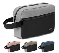 Elviros Travel Neceser de Viaje para Hombre, Impermeable, portátil, con Compartimento para Afeitado y asa, Organizador de cosméticos para Gimnasio, Ducha y baño, Negro&Gris