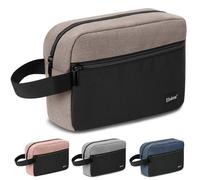 Elviros Travel Neceser de Viaje para Hombre, Impermeable, portátil, con Compartimento para Afeitado y asa, Organizador de cosméticos para Gimnasio, Ducha y baño, Negro&Kaki